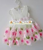 VSTI 002 - Vestido Infantil Branco com aplicação de Flores