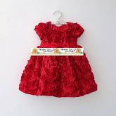 VSTI 001 - Vestido Infantil Vermelho com aplicação de Flores